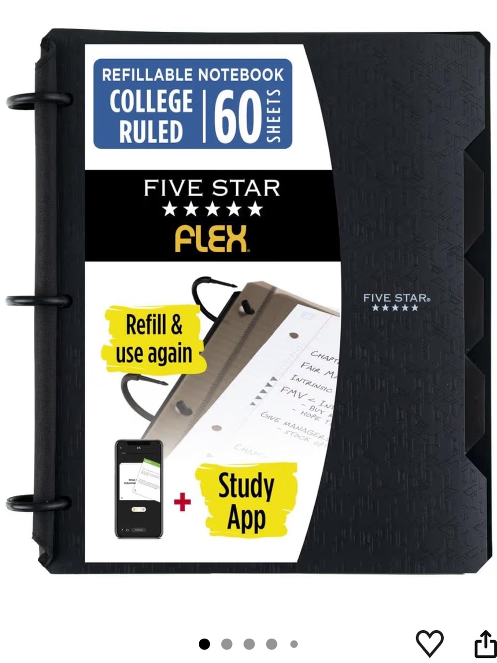 Five Star Black Flex Refillable Notebook